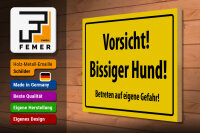 Holzschild Warnschild  40x30cm Vorsicht bissiger Hund