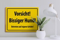 Holzschild Warnschild  40x30cm Vorsicht bissiger Hund