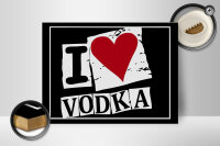 Holzschild Alkohol 40x30cm I love Vodka (Herz)