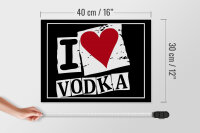 Holzschild Alkohol 40x30cm I love Vodka (Herz)