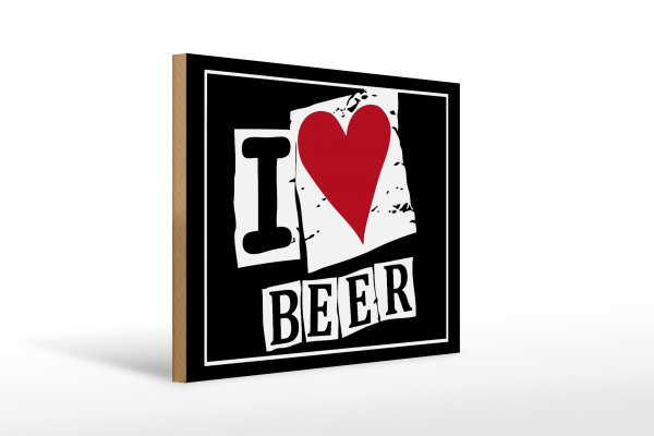 Holzschild Alkohol 40x30cm I Love Beer (Herz)