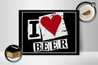 Holzschild Alkohol 40x30cm I Love Beer (Herz)