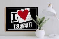 Holzschild Alkohol 40x30cm I Love Beer (Herz)