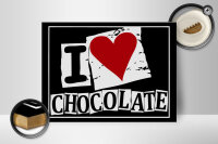 Holzschild Spruch 40x30cm I Love Chocolate (Herz)