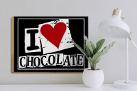 Holzschild Spruch 40x30cm I Love Chocolate (Herz)