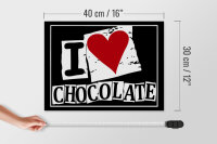 Holzschild Spruch 40x30cm I Love Chocolate (Herz)