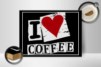 Holzschild Kaffee 40x30cm I love Coffee (Herz)