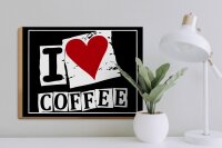 Holzschild Kaffee 40x30cm I love Coffee (Herz)