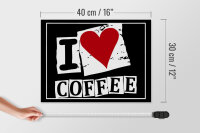 Holzschild Kaffee 40x30cm I love Coffee (Herz)
