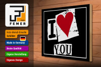 Holzschild Spruch 40x30cm I Love You (Herz)