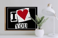 Holzschild Spruch 40x30cm I Love You (Herz)