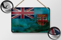 Blechschild Flagge Fidschi 18x12cm Flag of Fiji Rost Dekoration