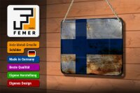 Blechschild Flagge Finnland 18x12cm Flag of Finland Rost Dekoration