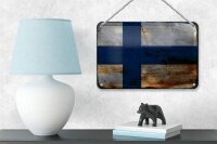 Blechschild Flagge Finnland 18x12cm Flag of Finland Rost Dekoration