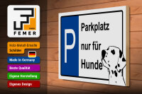 Holzschild Hinweis 40x30cm Parkplatz nur für Hunde