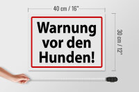Holzschild Hinweis 40x30cm Warnung vor den Hunden weißes Schild