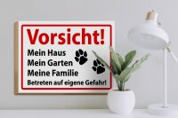 Holzschild Hinweis 40x30cm Vorsicht Mein Haus Mein Garten