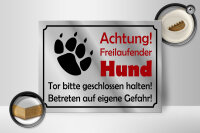 Holzschild Hinweis 40x30cm Achtung Freilaufender Hund Gefahr