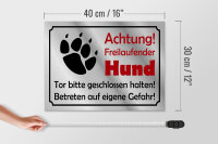 Holzschild Hinweis 40x30cm Achtung Freilaufender Hund Gefahr