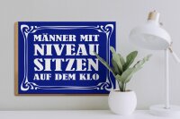 Holzschild Spruch 40x30cm Männer mit Niveau sitzen auf Klo