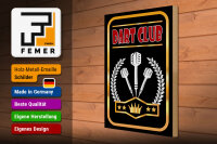 Holzschild Hinweis 30x40cm Dart Club schwarzes
