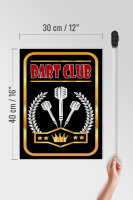 Holzschild Hinweis 30x40cm Dart Club schwarzes