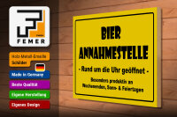 Holzschild Alkohol 40x30cm Bier Annahmestelle geöffnet