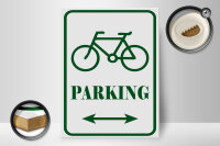 Holzschild Hinweis 30x40cm Fahrrad Parking weiß- grünes