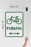 Holzschild Hinweis 30x40cm Fahrrad Parking weiß- grünes