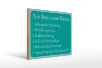 Holzschild Spruch 40x30cm Die 6 Phasen unserer Planung