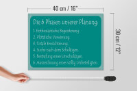 Holzschild Spruch 40x30cm Die 6 Phasen unserer Planung