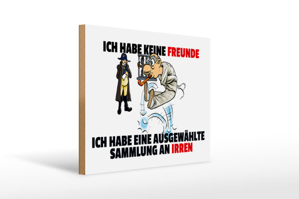 Holzschild Spruch 40x30cm keine Freunde Sammlung an Irren