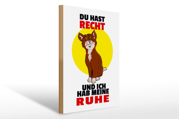 Holzschild Spruch 30x40cm Du hast Recht und ich Ruhe (Katze)