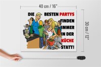 Holzschild Spruch 40x30cm Besten Parties in der Küche