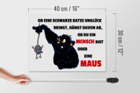 Holzschild Spruch 40x30cm Ob schwarze Katze Unglück bringt