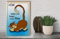 Holzschild Spruch 30x40cm A cat makes you happy every day