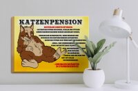 Holzschild Spruch 40x30cm Katzenpension 24h Service