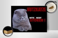 Holzschild Spruch 40x30cm Nutzkatze bitte nicht stören schwarz