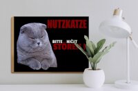 Holzschild Spruch 40x30cm Nutzkatze bitte nicht stören schwarz