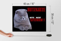Holzschild Spruch 40x30cm Nutzkatze bitte nicht stören schwarz