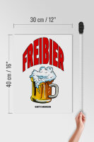 Holzschild Alkohol 30x40cm Freibier gibts morgen (Bierkrug)
