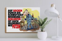 Holzschild Spruch 30x40cm Putzen Auf Socken durch Wohnung