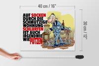 Holzschild Spruch 30x40cm Putzen Auf Socken durch Wohnung