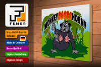 Holzschild Spruch 40x30cm Monkey Boobs Horny Affe im BH
