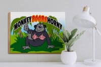 Holzschild Spruch 40x30cm Monkey Boobs Horny Affe im BH