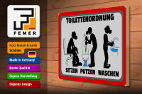 Holzschild Hinweis 40x30cm Toilettenordnung sitzen putzen