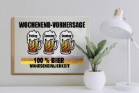 Holzschild Alkohol 40x30cm Wochenend Vorhersage 100% Bier