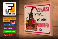 Holzschild Spruch 40x30cm Zuhause ist da wo mein Einhorn