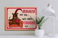 Holzschild Spruch 40x30cm Zuhause ist da wo mein Einhorn
