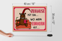 Holzschild Spruch 40x30cm Zuhause ist da wo mein Einhorn